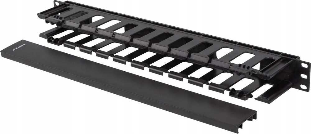 Lanberg Cable Organizer 19" 1U plastikinis dėklas su A tipo dangteliu, juodas