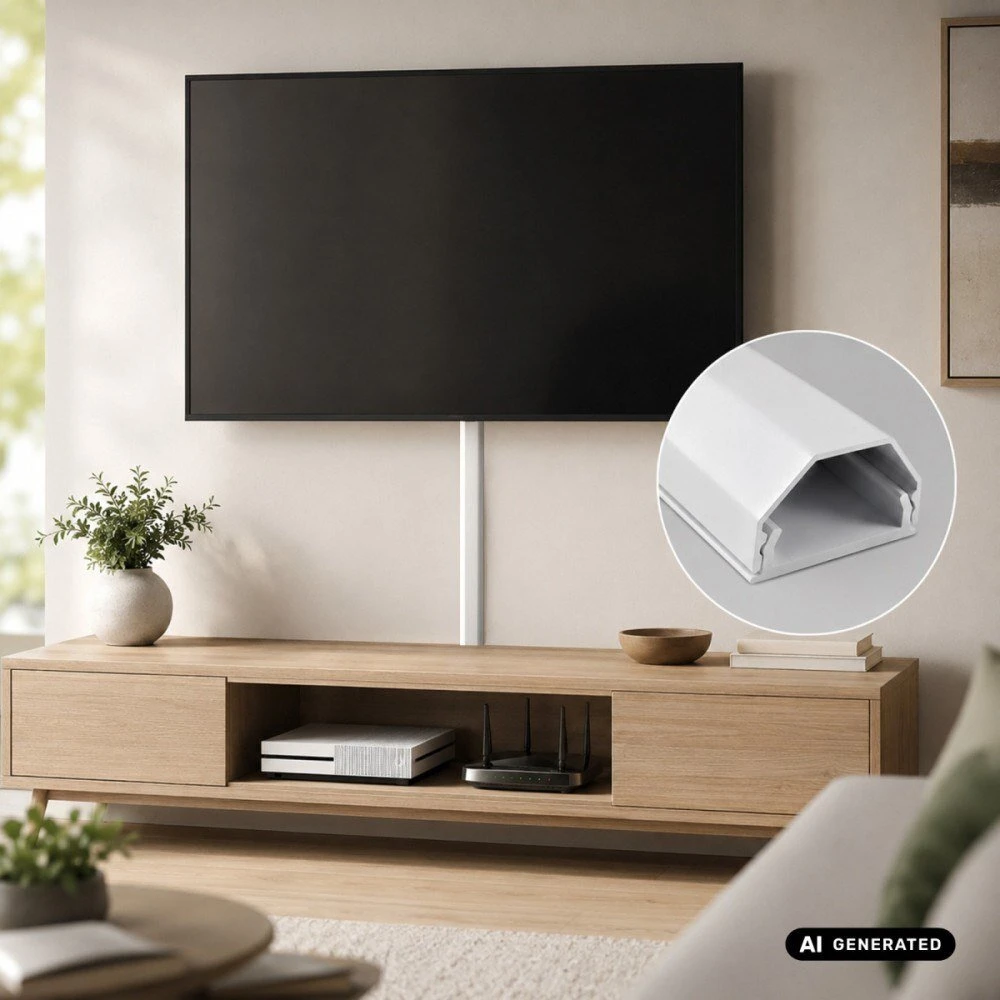 Aliumininė maskuojamoji juosta Maclean kabliams, 33x18x750mm, balta, MCTV-897 W