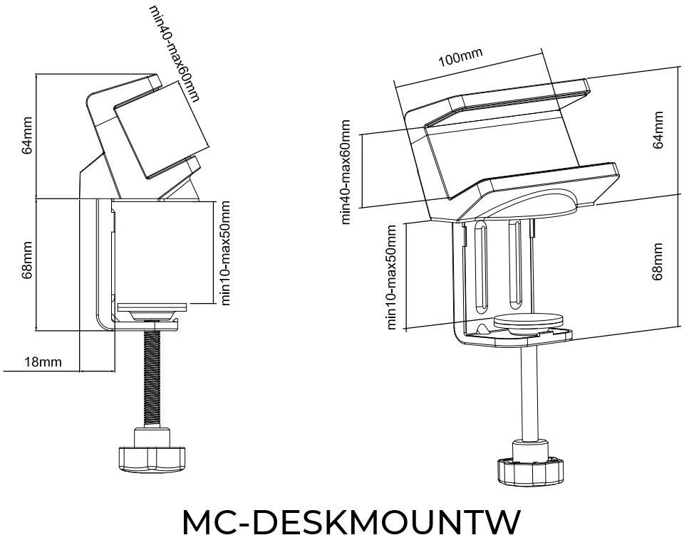 Organizatorius MicroConnect Maitinimo juostos stalviršio laikiklis su spaustuku