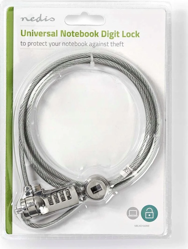 Nedis Notebook Lock | Užrakto tipas: skaitmuo | 1,80 m | Cinko lydinys