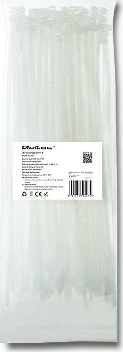 QOLTEC 52207 Užtrauktukai 4.8 300 100vnt nailono UV Baltas