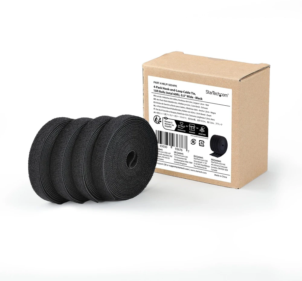 Organizer StarTech 4-Pack 4.6M hook and loop roll (HKLP15054PK)