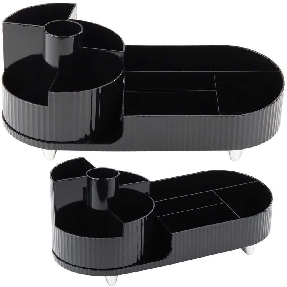 Lean Dėklas kosmetikai ir biuro reikmenims, juodas, 360° sukinėjamas, 34.5x14.7x14.3 cm