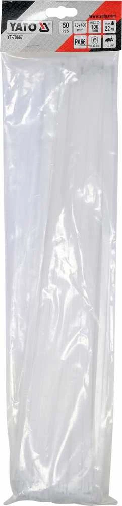 Yato PLASTIKINĖS JUOSTOS, 7,6X400MM, 50 vnt. Baltas