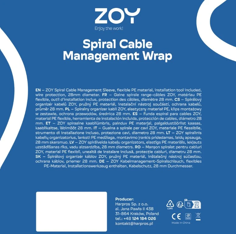 Organizer ZOY Spirala na przewody 1 sztuka 28mm 1.5m