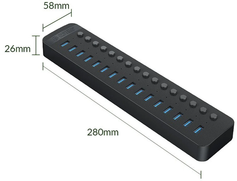 Orico 16x USB-A 3.2 Gen1 USB šakotuvas (CT2U3-16AB-EU-BK-BP)