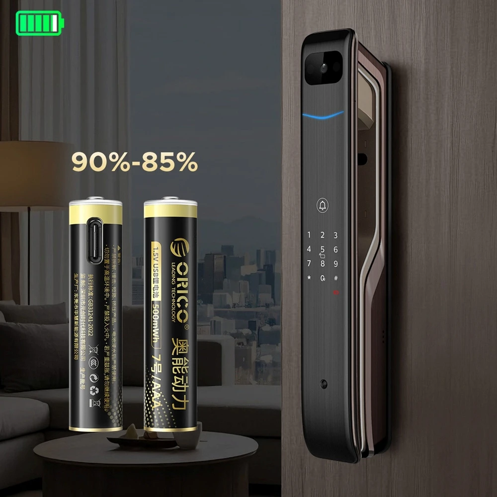 Orico Ener-G EG7C AAA ličio baterija 1.5V 500mWh USB-C įkraunamos baterijos su įkrovimo laidu 2 vnt.