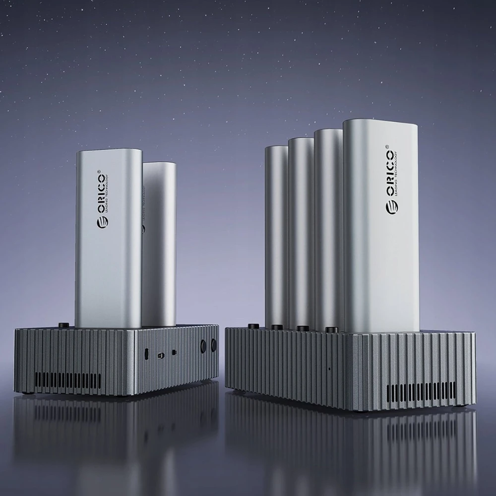 „Orico IT48N-C“ 4 diskų prijungimo stotelė su M.2 NVME klonavimo funkcija – pilkos spalvos
