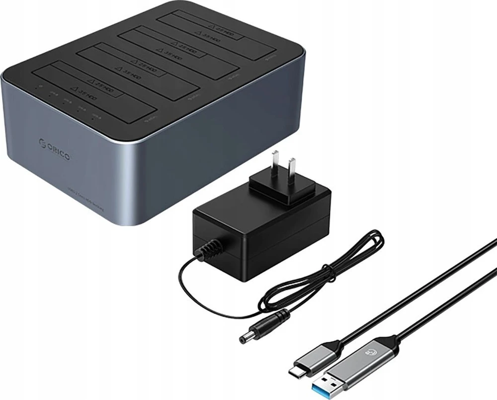 „Orico 6646C3-C“ 4 diskų prijungimo stotelė su neprisijungusio klonavimo funkcija, 2,5 colio / 3,5 colio SATA HDD/SSD – pilkos spalvos