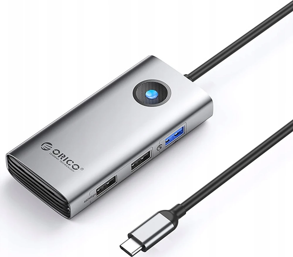 „Orico PW11-5P“ USB-C šakotuvo prijungimo stotelė, 1x USB-A 3.0 + 2x USB-A 2.0 + 1x USB-C PD + 1x HDMI – pilkos spalvos
