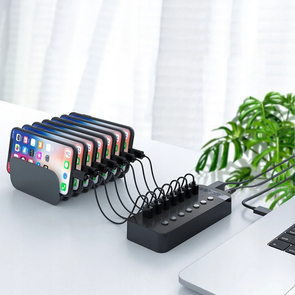 Orico CT2U3-16AB 16x USB-A 3.0 Hub with Switches – juodos spalvos