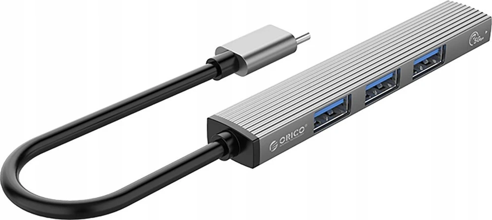 Orico AH-13 USB-C šakotuvo prijungimo stotelė 1x USB-A 3.0 + 3x USB-A 2.0 – pilkos spalvos