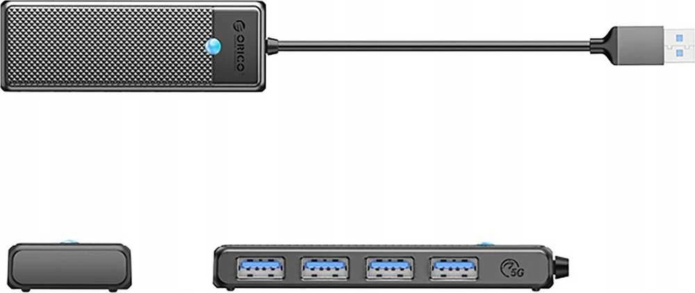 Orico PAPW4A-C3 USB-A šakotuvo prijungimo stotelė 4x USB-A 3.0 – juodos spalvos
