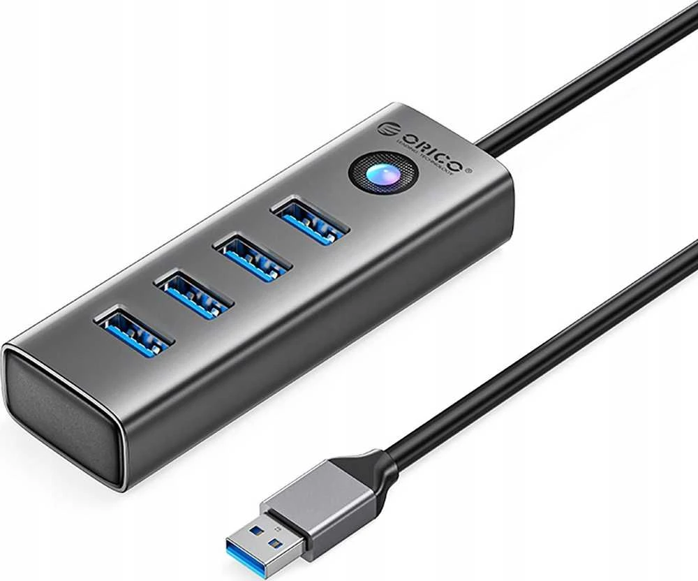 Hub Orico PDD4U-U3 4x USB-A 3.0 – pilkos spalvos