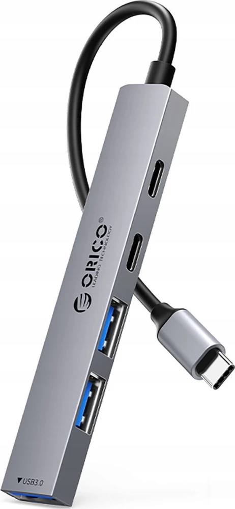 Orico YSB4-U2 USB-A/USB-C šakotuvo prijungimo stotelė 2x USB-A 2.0 + 1x USB-A 3.0 + 1x USB-C 2.0 + 1x USB-C – pilkos spalvos