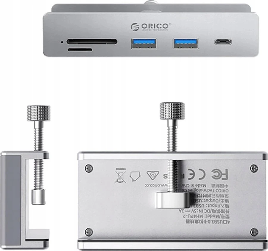 „Orico MH5PC“ šakotuvas, montuojamas ant spaustuko, USB-C / 2x USB-A 3.2 + 1x USB-C 3.2 + 1x SD&TF & SD kortelės lizdas, spalvotas