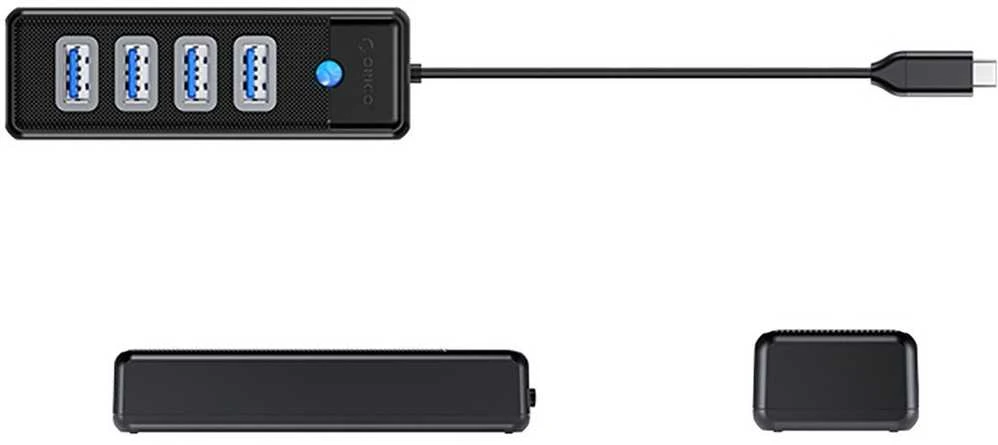 Orico PW4U-C3 USB-C / 4x USB-A 3.0 Hub – juodos spalvos