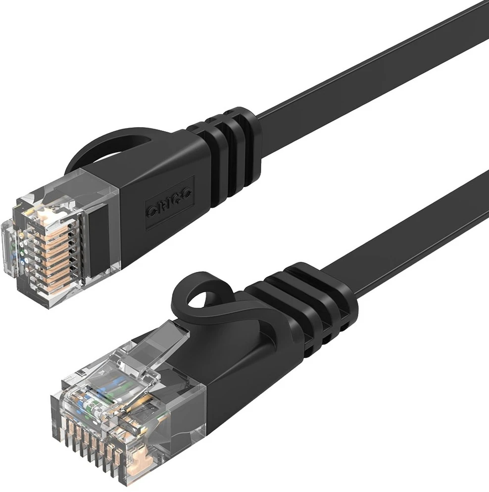 Orico PUG-C6B CAT6 1000Mbps RJ45 Ethernet tinklo kabelis interneto LAN plokščias 0.5m - Juodas