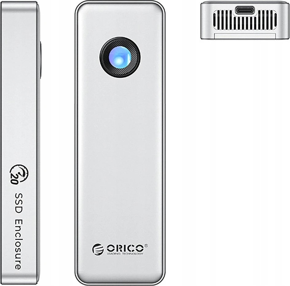 Orico OUM2-G20 M.2 NVME USB-C 3.2 20Gb/s Disk Drive – sidabro spalvos