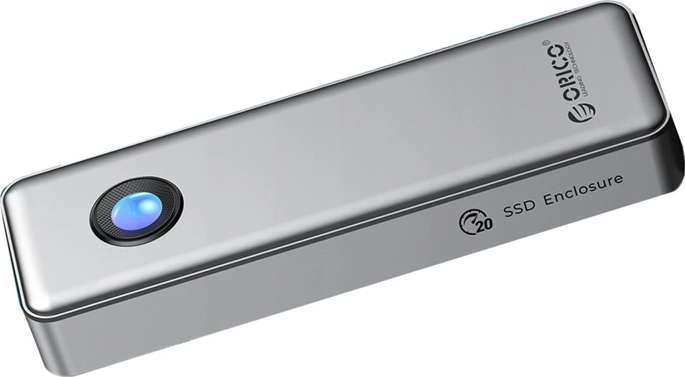 Orico M.2 NVME SSD išorinis diskas su mėlynu indikatoriumi
