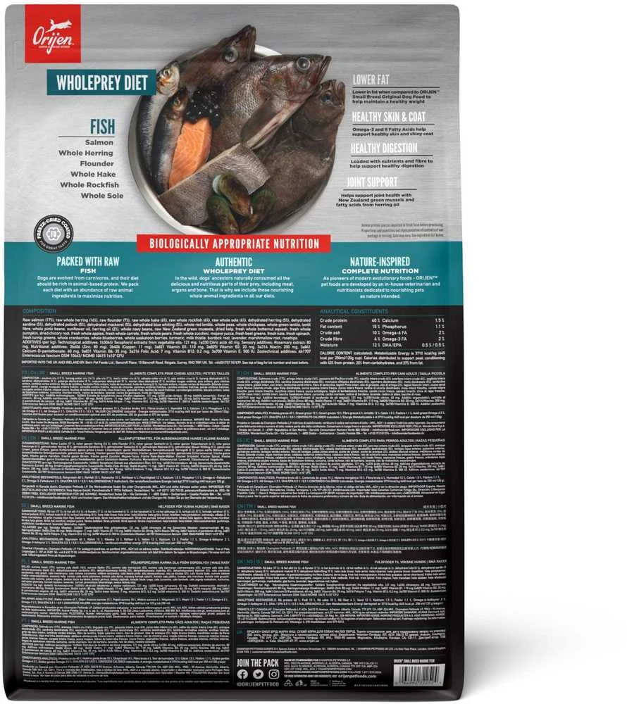 ORIJEN Small Breed Marine žuvis - sausas šunų ėdalas - 1,8kg