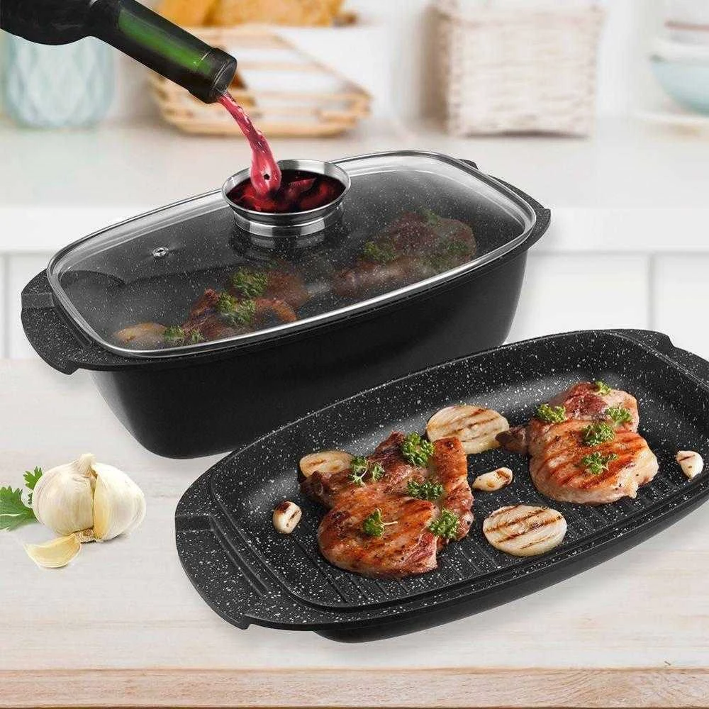 Orion Kepimo indas granitinė su dangčiu 3 viename GRANDE 5 l, 39x22 cm