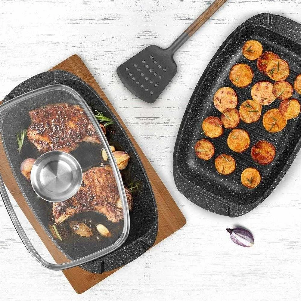 Orion Kepimo indas granitinė su dangčiu 3 viename GRANDE 5 l, 39x22 cm