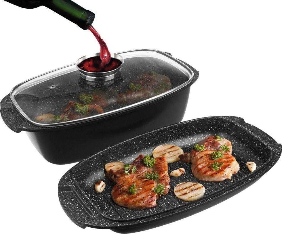 Orion Kepimo indas granitinė su dangčiu 3 viename GRANDE 5 l, 39x22 cm