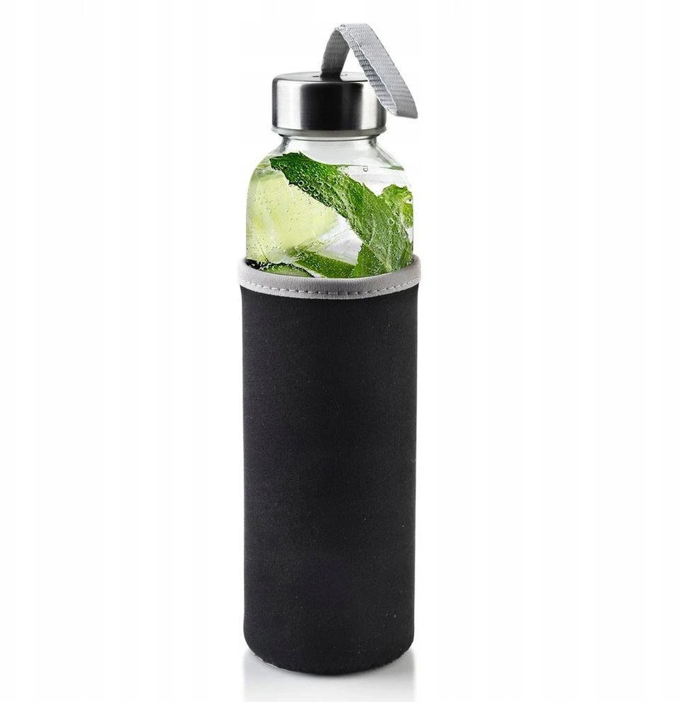 Gertuvė Orion Vilde Vandens butelis stiklinė su uždangalas juoda 490 ml
