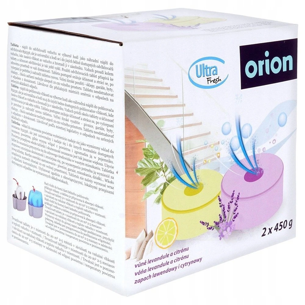Orion Drėgmės sugėriklis Tabletės 450 g Levandų ir Citrinų Kvepalai