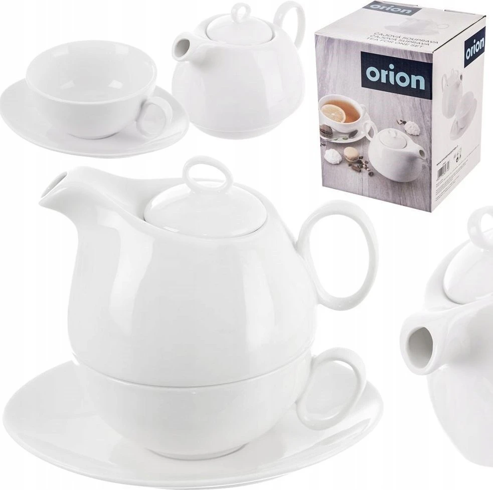 Orion Arbatinukas su puodeliu 600 ml baltas porcelianas
