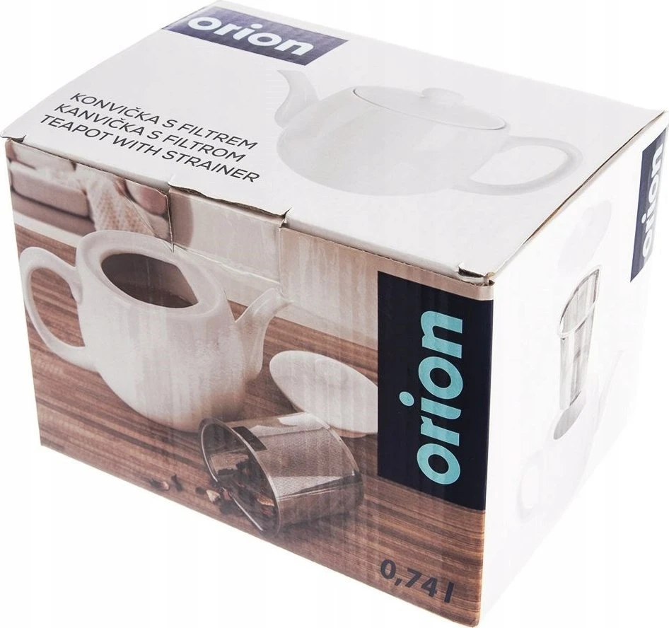 Orion Arbatinukas porcelianinis baltas MONA 700 ml su sieteliu