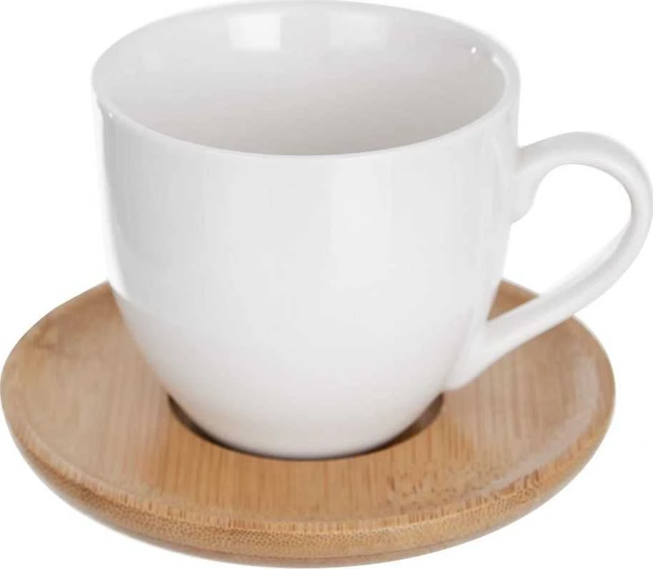 Orion porcelianinis puodelis su lėkštute 100 ml balta 6 vnt.