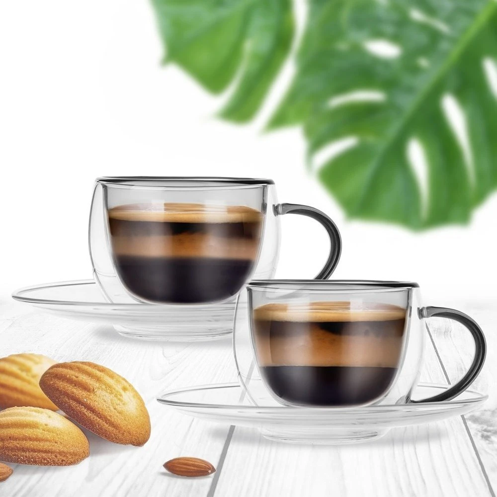 Orion Espresso puodeliai su lėkštutėmis, 90 ml, 2 vnt., dvigubos sienelės