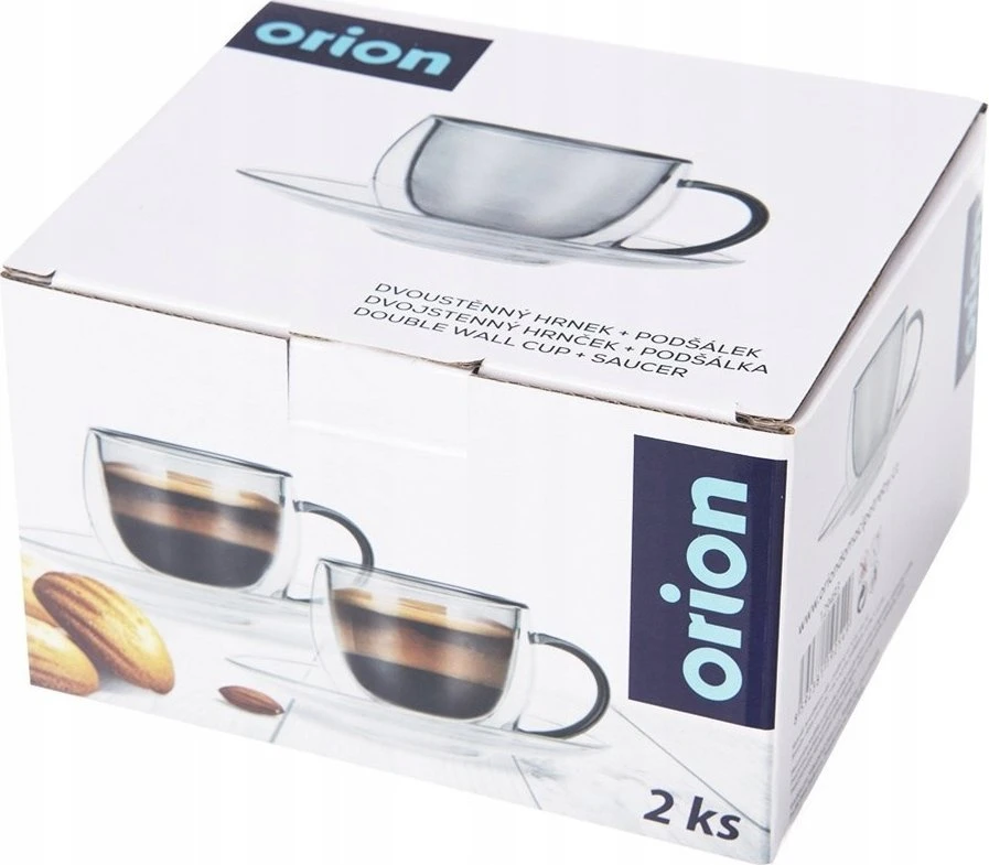 Orion Espresso puodeliai su lėkštutėmis, 90 ml, 2 vnt., dvigubos sienelės