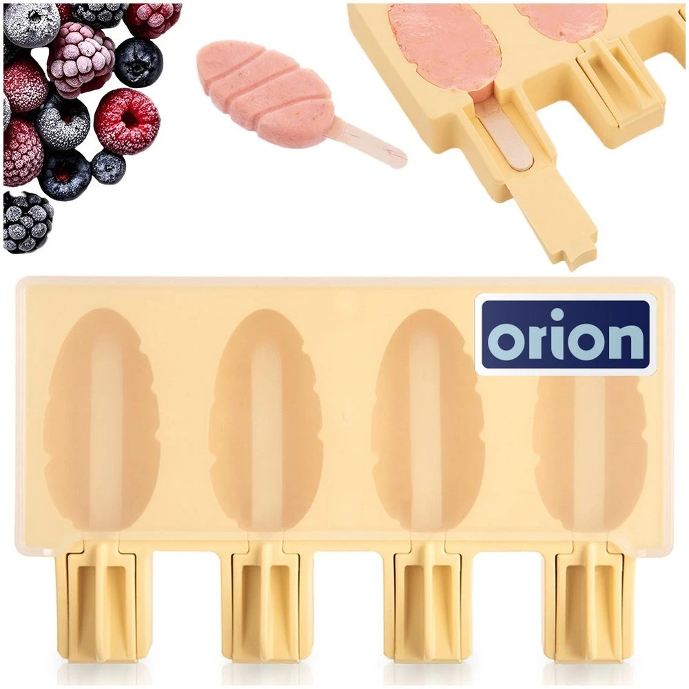 Orion Silikoninė ledo forma su dangčiu, Geltona, 4 kubeliai