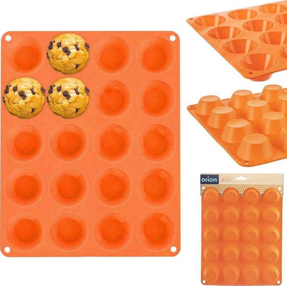 Orion silikoninė keksiukų kepimo forma 20 mini keksiukų ruda