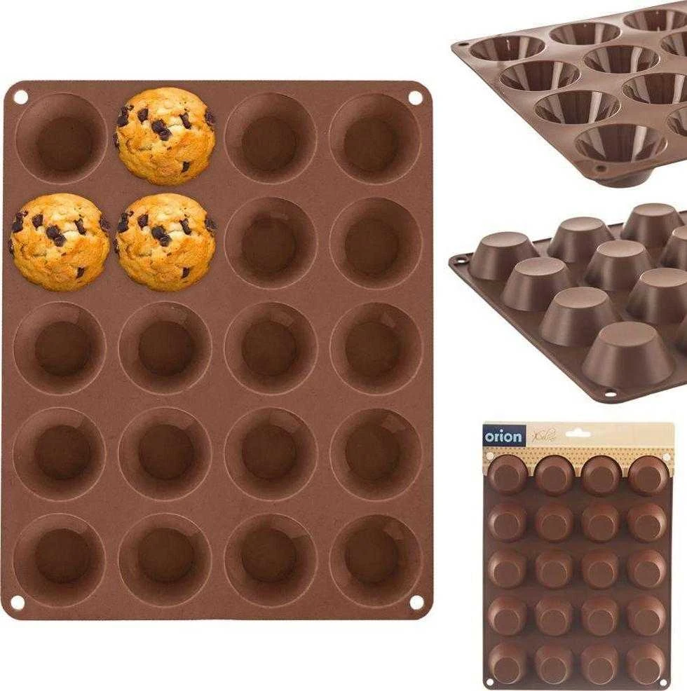 Orion Silikoninė kepimo forma keksiukams, 20 mini keksiukų, oranžinė
