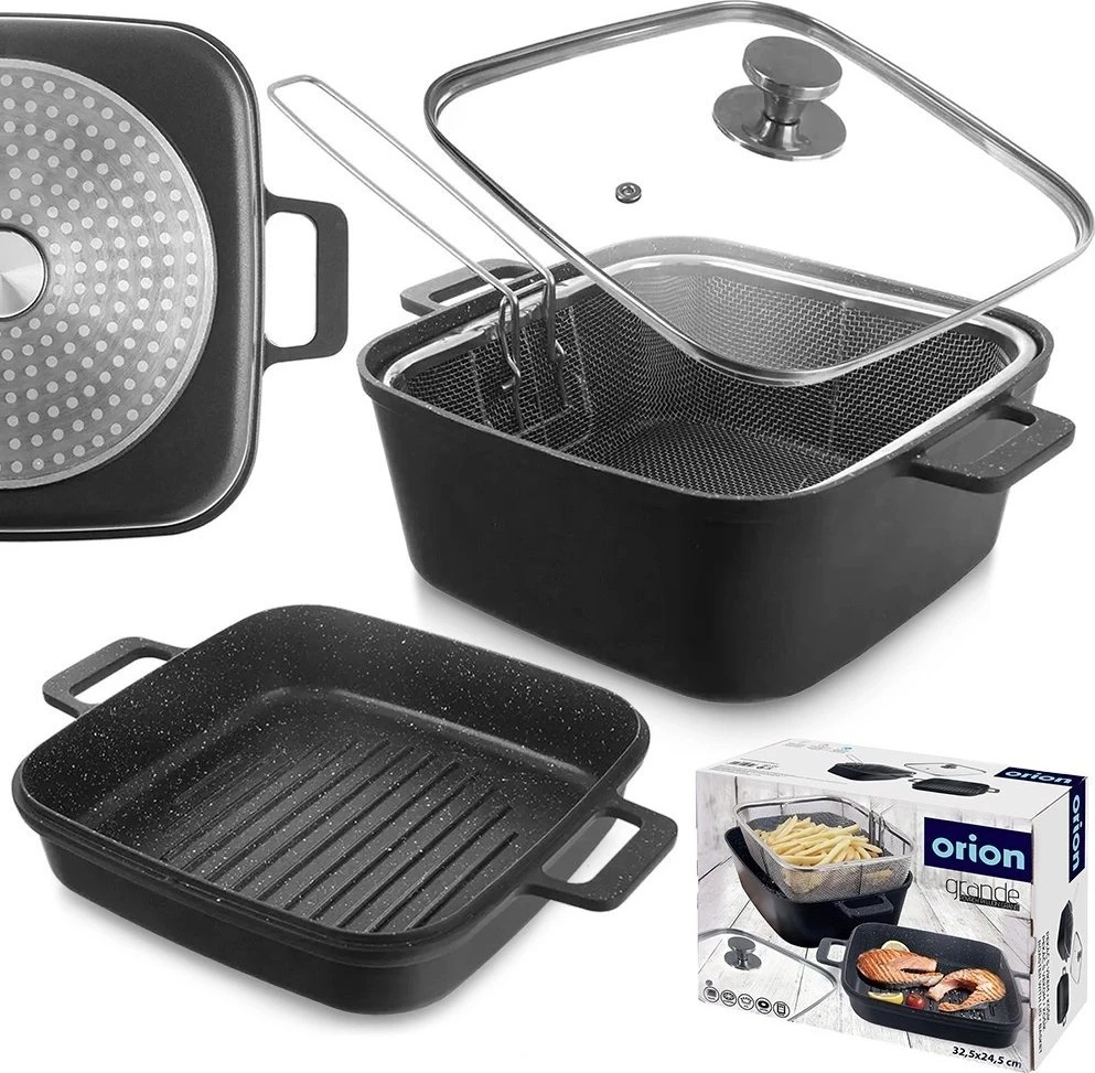 Orion Multifunckionalus puodas su dangčiu, griliaus keptuvė, krepšys GRANDE 2+4 L 4 vnt.