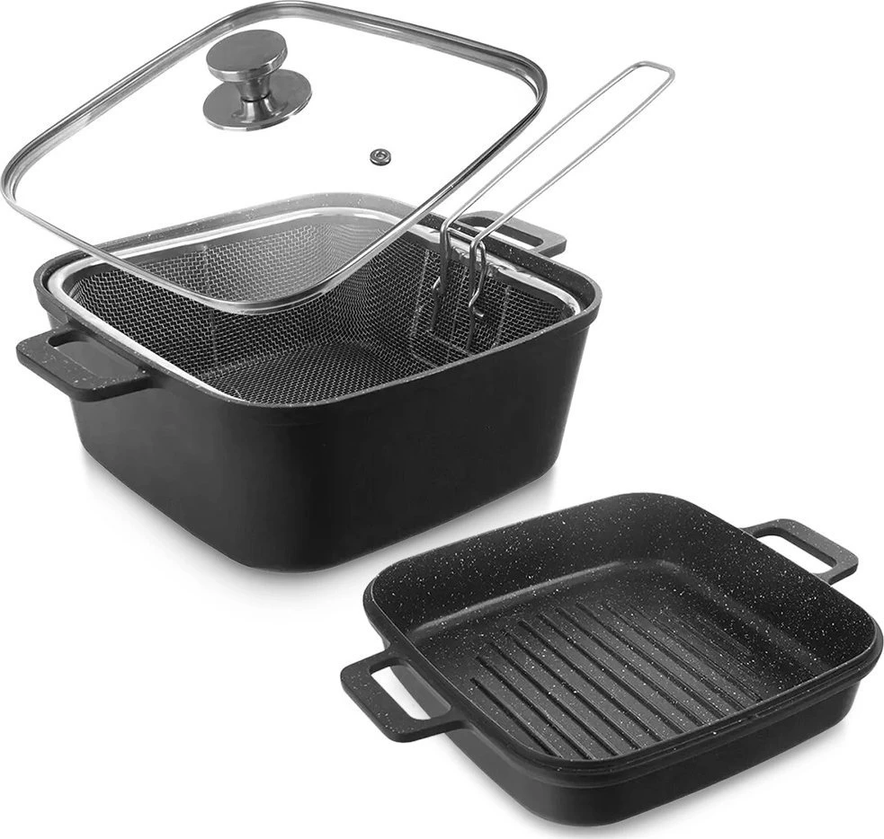 Orion Multifunckionalus puodas su dangčiu, griliaus keptuvė, krepšys GRANDE 2+4 L 4 vnt.
