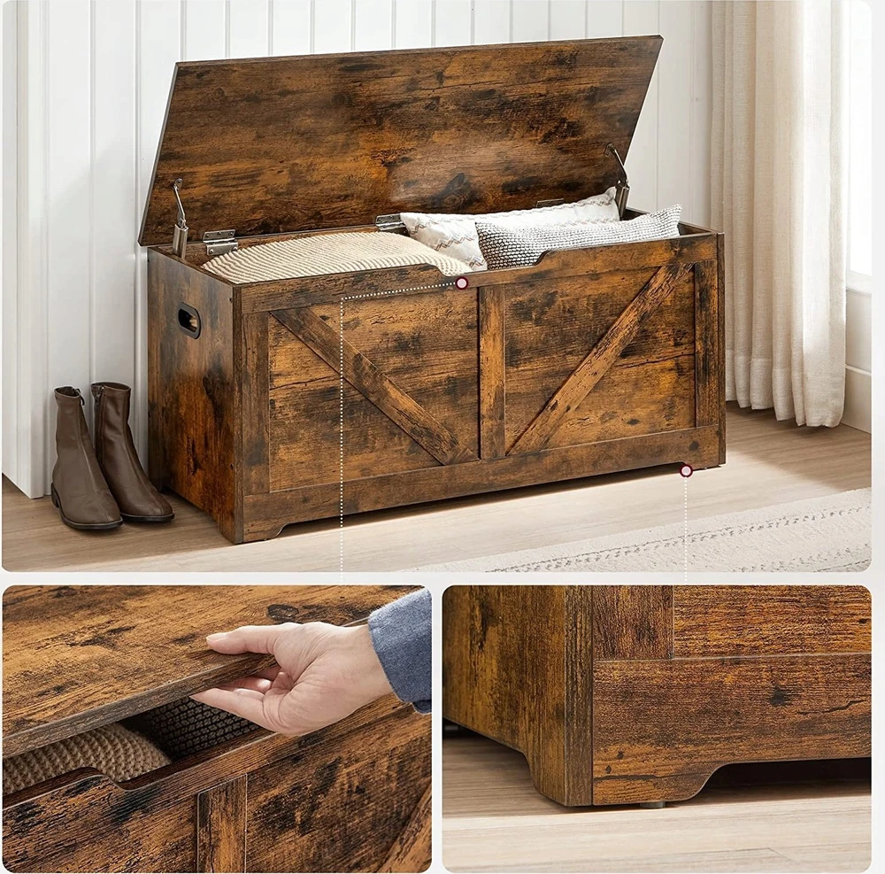 Songmics VASAGLE batų suoliukas su daiktadėže 100 × 40 × 46 cm, LSB060T01