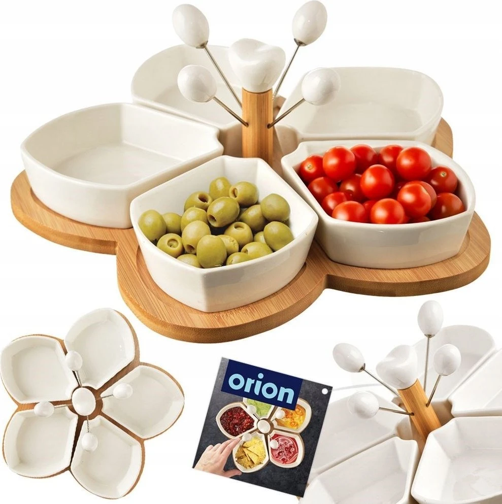 Orion Užkandžių dubenėlių rinkinys 10 vnt. porcelianiniai balti 28,5 cm
