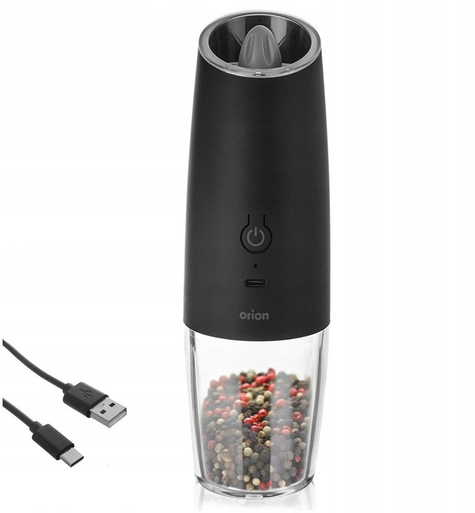 Orion Elektrinis Malūnas Pipirams ir Druskai 20 cm - USB Įkrovimas - Keraminis Mechanizmas