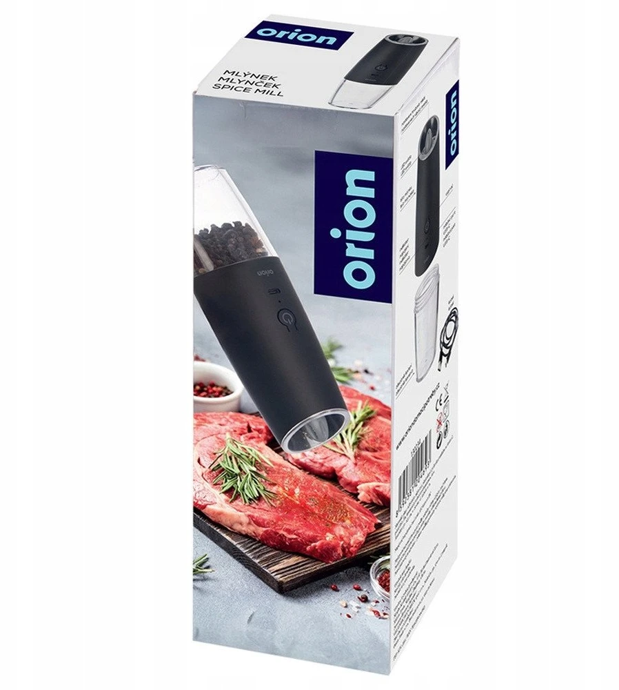 Orion Elektrinis Malūnas Pipirams ir Druskai 20 cm - USB Įkrovimas - Keraminis Mechanizmas