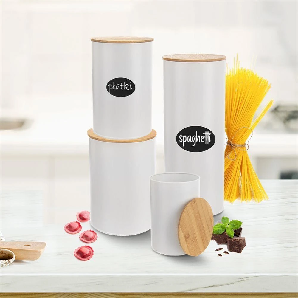 Orion Maisto laikymo dėžutė WHITELINE 800 ml balta su bambuko dangčiu