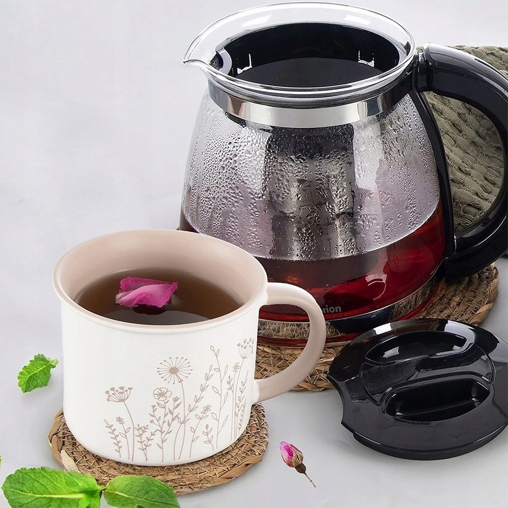 Orion Porceliano puodelis 400 ml su gėlių dekoracija