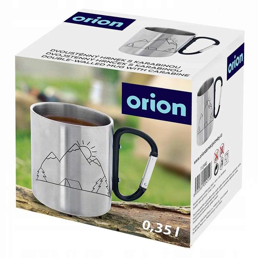 Orion Kelioninis puodelis 350 ml Nerūdijančio plieno su karabinu