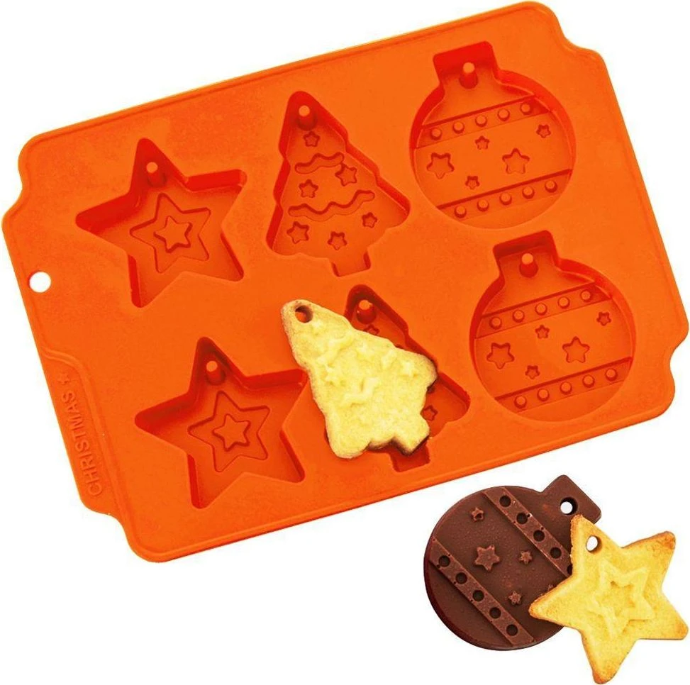 Orion Silikoninė sausainių forma 23x17 cm Oranžinė Šventinė