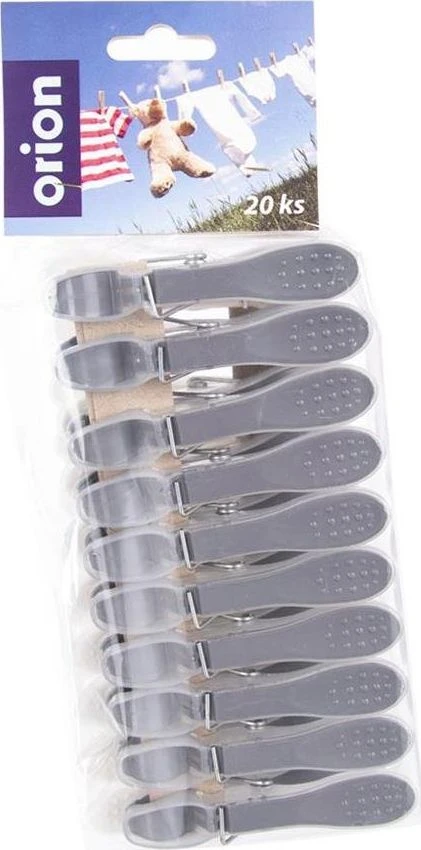 Orion Skalbinių segtukai 20 vnt. Plastikiniai balti ir pilki