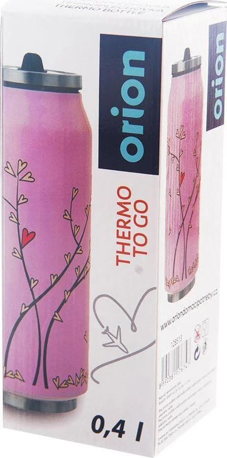 Orion Termo puodelis 400 ml Rožinis su širdelėmis